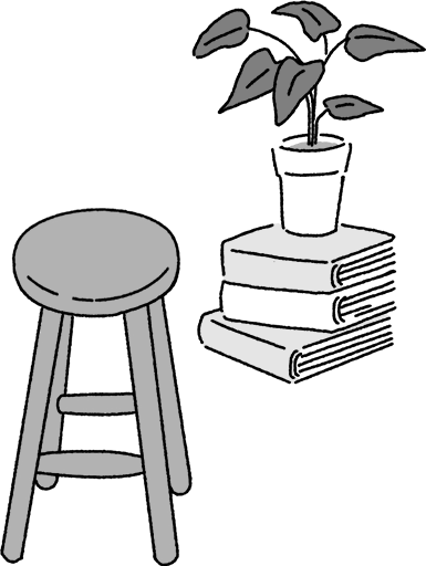 椅子と本と植物のイラスト